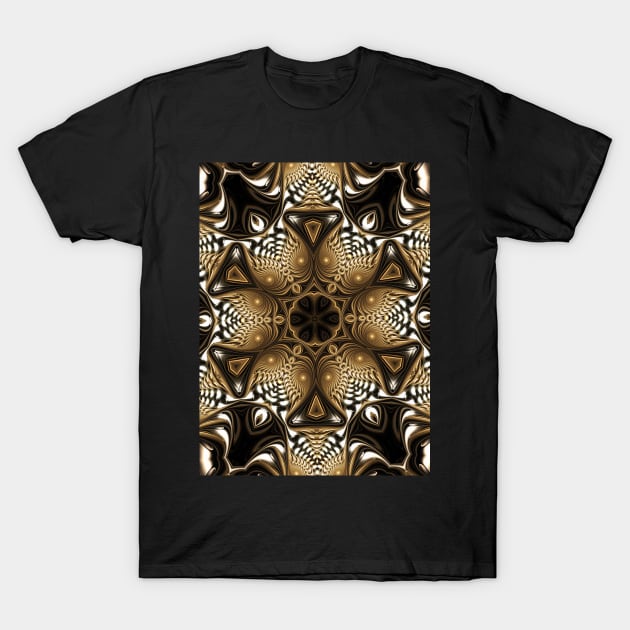 Brown and Gold Kaleidoscope T-Shirt by Mistywisp